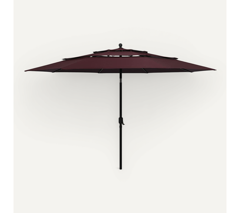 Parasol à 3 Niveaux Avec Mât En Aluminium Bordeaux 3,5 M