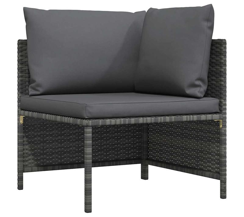 Canapé D'angle Sectionnel Avec Coussins Gris Résine Tressée