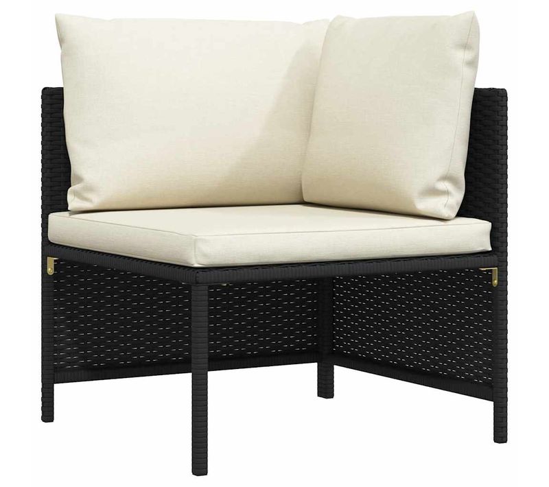 Canapé D'angle Sectionnel Avec Coussins Noir Résine Tressée