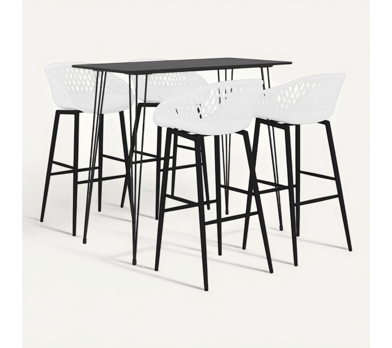 Ensemble de bar moderne 5 pièces noir et blanc