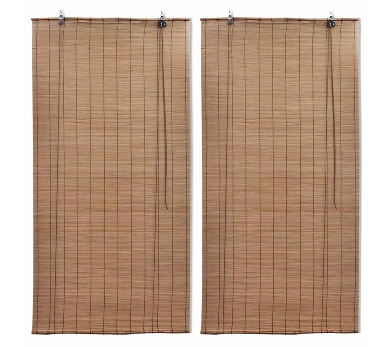 Stores Roulants En Bambou 2 Pièces 100x160 Cm Marron