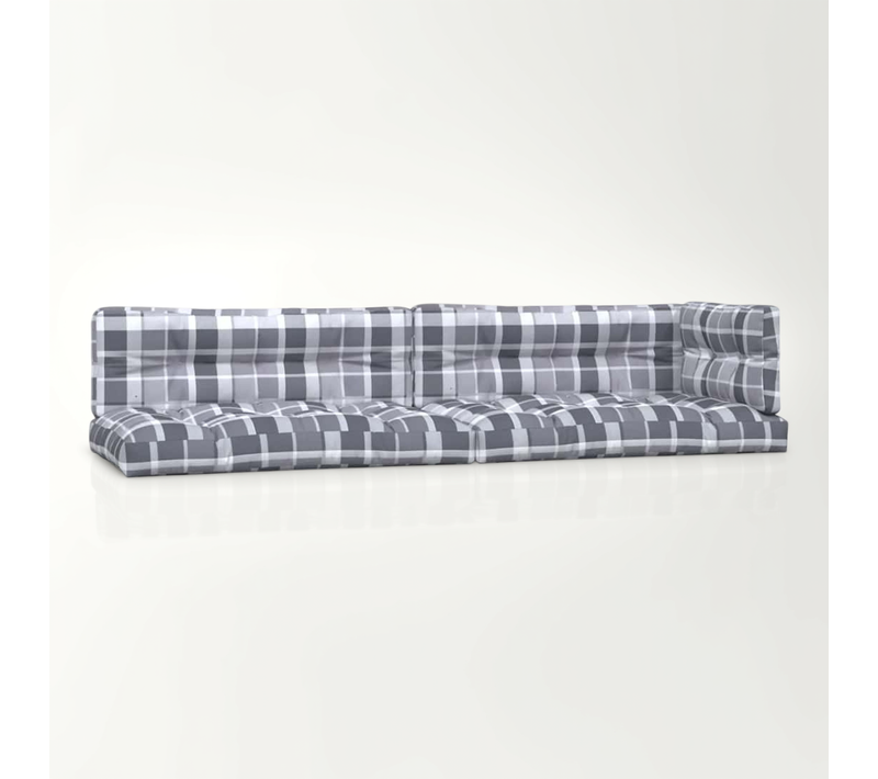 Coussins De Palette Lot De 5 Motif À Carreaux Gris Tissu