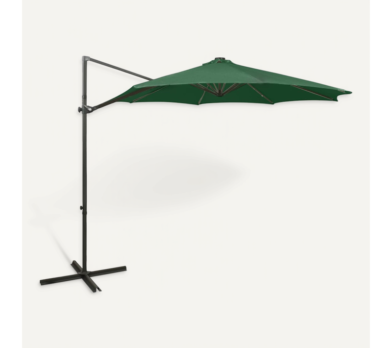 Parasol De Jardin En Porte-à-faux Et Mât Et Lumières LED Vert