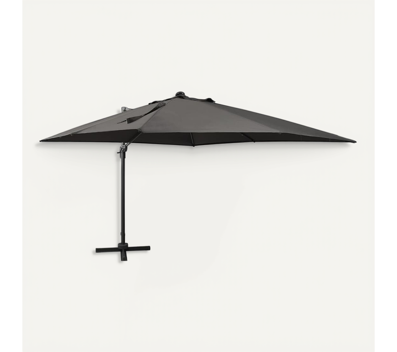 Parasol Déporté Avec Mât Et Lumières LED Anthracite 300 Cm