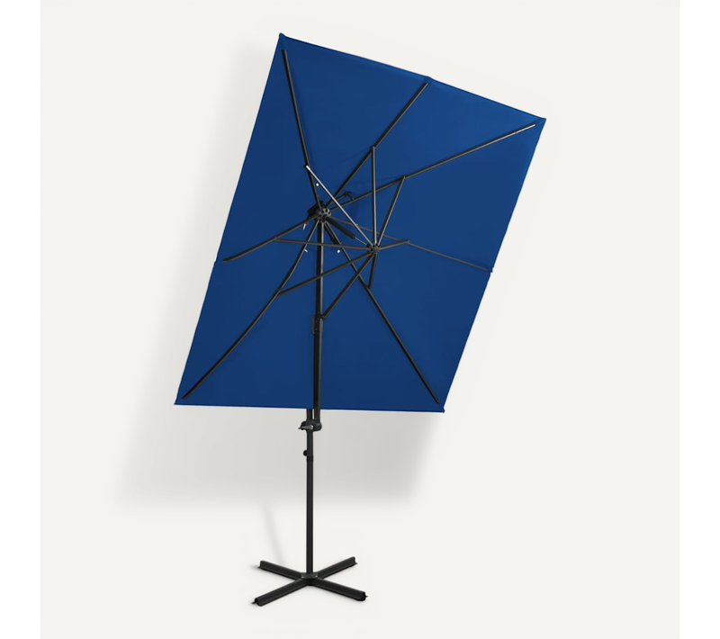 Parasol De Jardin En Porte-à-faux à Double Toit Bleu Azuré
