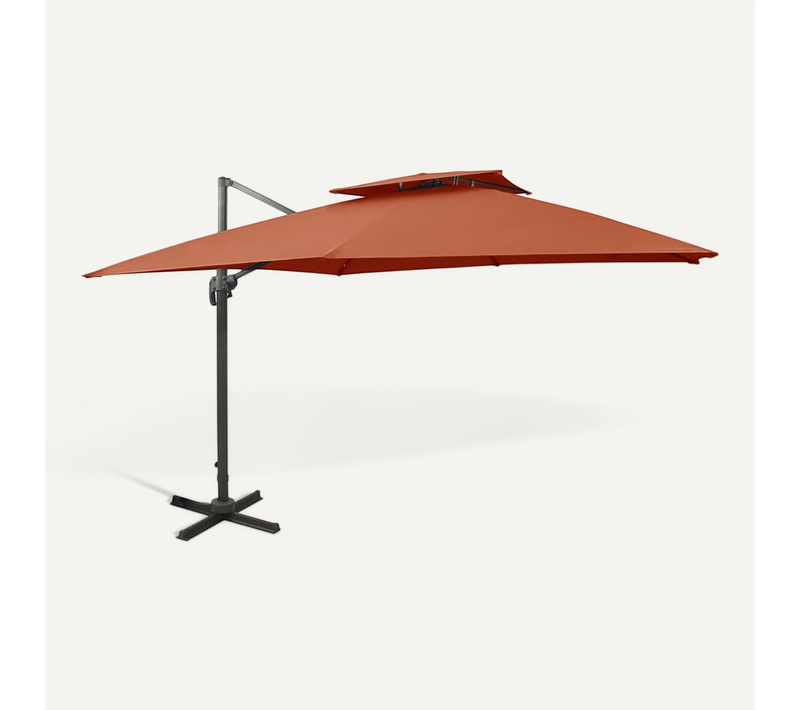 Parasol De Jardin En Porte-à-faux Avec Double Toit Terre Cuite