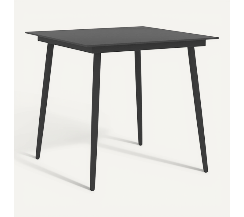 Table À Dîner De Jardin Noir 80x80x74 Cm Acier Et Verre