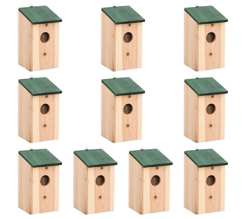 Nichoirs 10 Pièces Bois De Sapin Massif 12x12x22 Cm