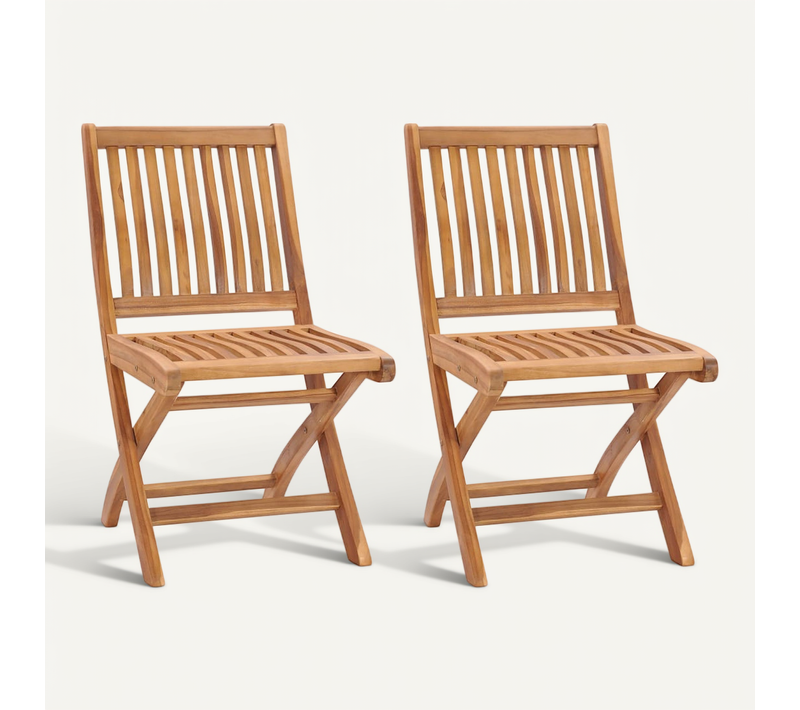 Chaises De Jardin Lot De 2 Pliables Bois De Teck Massif Siège Patio Terrasse Extérieur