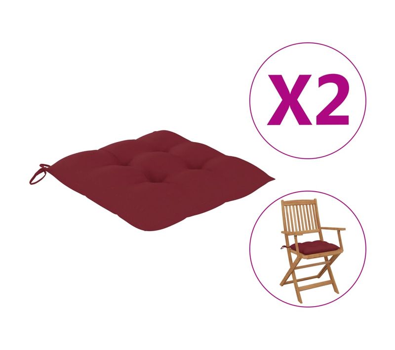 Coussins De Chaise 2 PCs Rouge Bordeaux 40x40x7 Cm Tissu Oxford