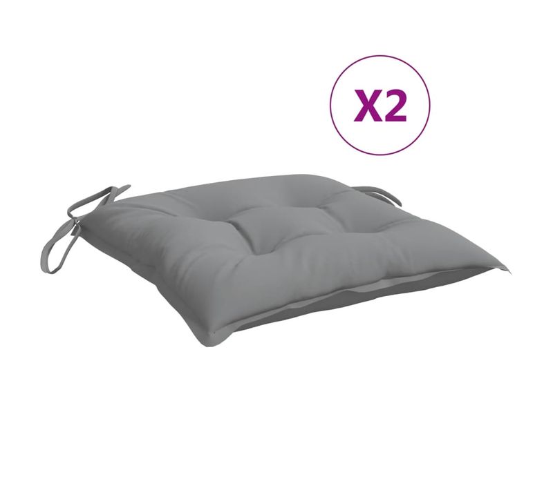 Coussins De Chaise Lot De 2 Gris 50x50x7 Cm Tissu Oxford