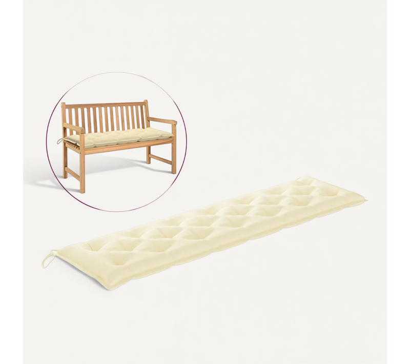 Coussin De Banc De Jardin Blanc Crème 200x50x7 Cm Tissu Oxford