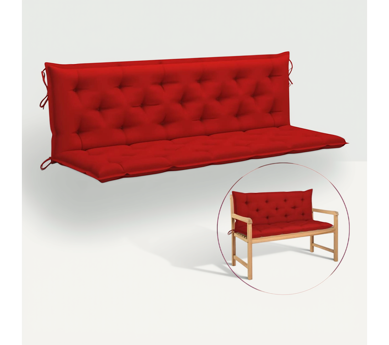 Coussin De Banc De Jardin Rouge 180x(50+50)x7 Cm Tissu Oxford