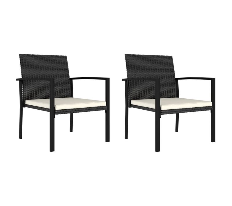 Chaises à Manger De Jardin Lot De 2 Résine Tressée Noir