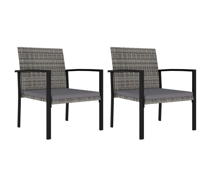 Chaises à Manger De Jardin Lot De 2 Résine Tressée Gris