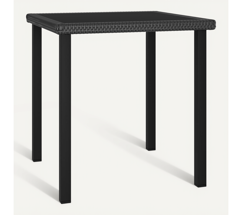 Table À Dîner De Jardin Noir 70x70x73 Cm Résine Tressée