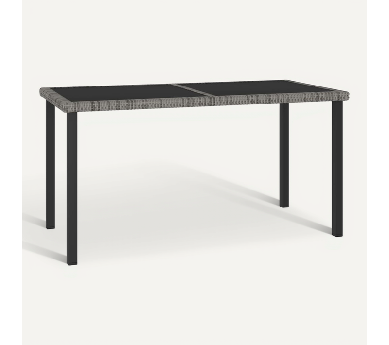 Table À Dîner De Jardin Gris 140x70x73 Cm Résine Tressée