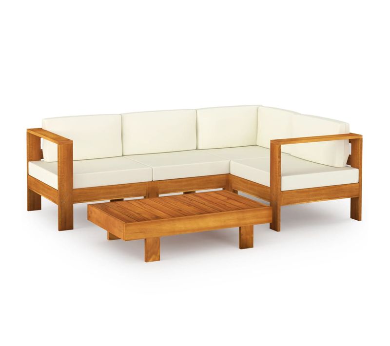 Salon De Jardin 5 Pièces Avec Coussins 100 X 60 Cm Bois D'acacia