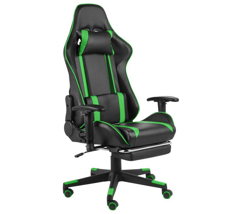 Fauteuil Gamer Pivotant Avec Repose-pied Vert Pvc