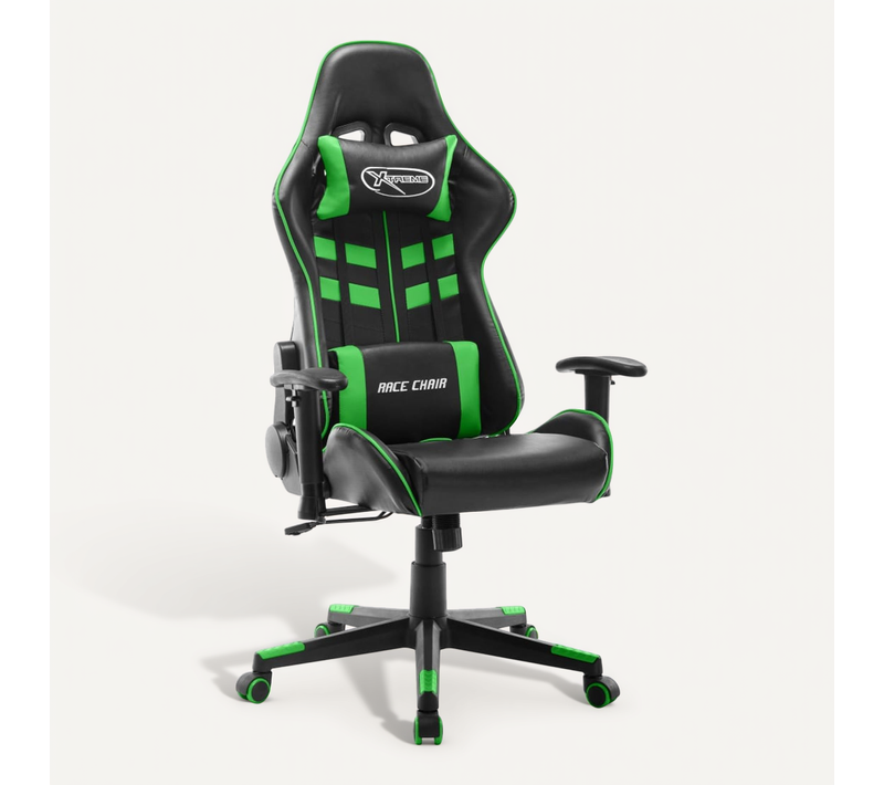 Fauteuil Gamer Noir Et Vert Cuir Artificiel