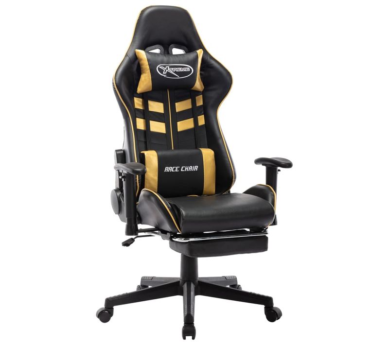 Fauteuil Gamer Avec Repose-pied Noir Et Doré Cuir Artificiel