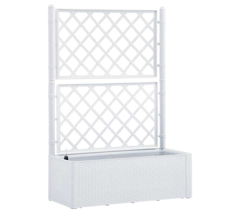 Jardinière De Jardin Et Treillis Et Système D'arrosage Blanc