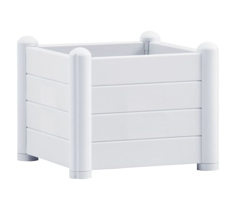 Lit Surélevé De Jardin Pp Blanc 43x43x35 Cm Pot à Plantes Boîte à Fleurs Terrasse Extérieur