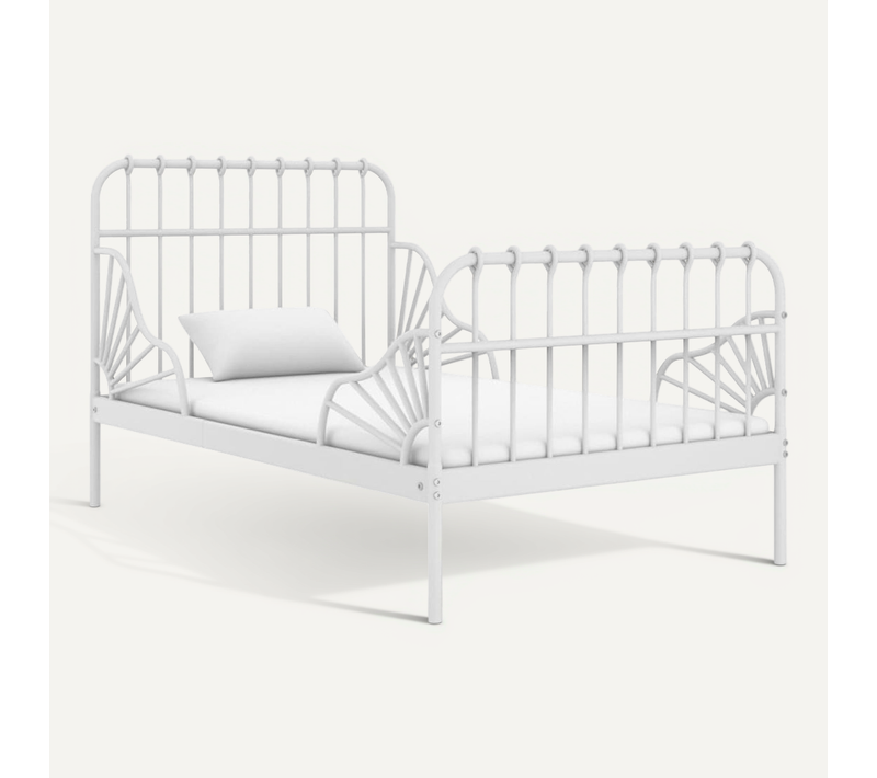 Cadre De Lit Extensible Blanc Métal 80x130/200 Cm