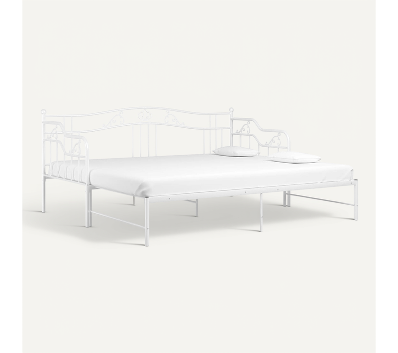 Cadre De Canapé-lit Dépliable Avec Barrière De Sécurité et Acier Robuste Blanc 90x200 Cm
