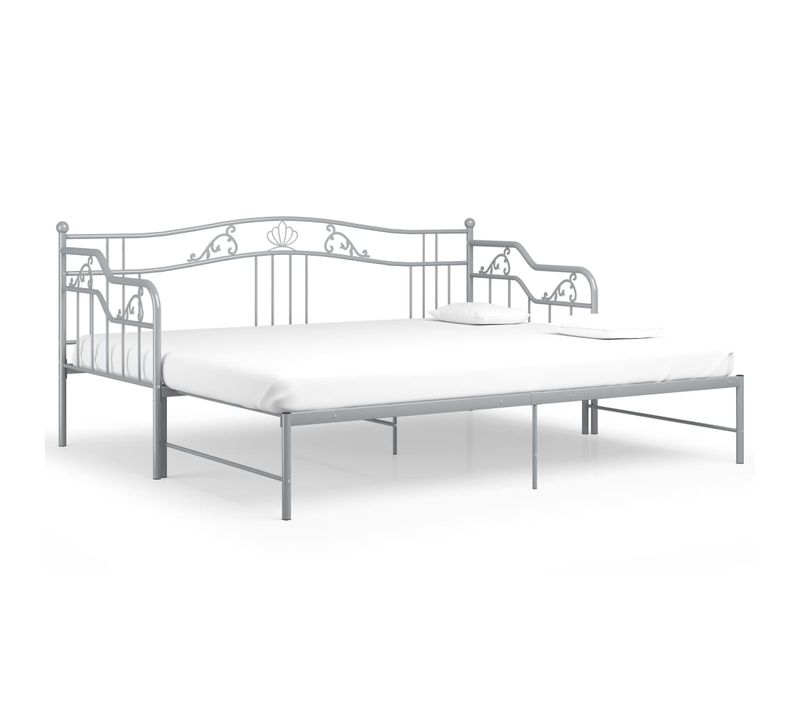 Cadre De Canapé-lit Dépliable Avec Barrière De Sécurité et Acier Robuste Gris 90x200 Cm