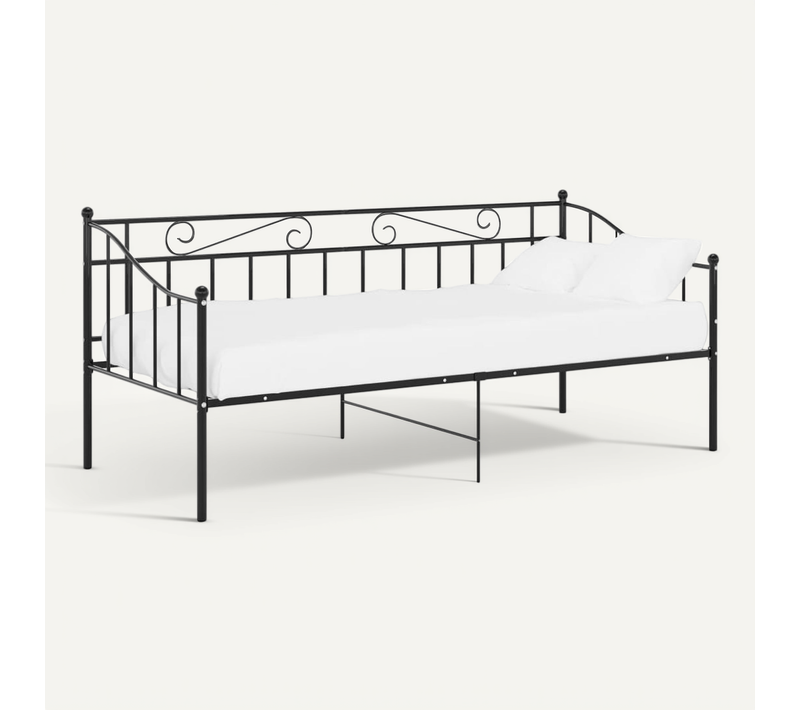 Cadre De Canapé-lit Sans Matelas Noir Métal 90x200 Cm