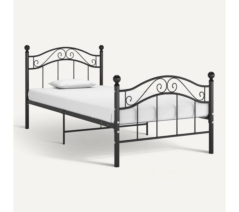 Cadre De Lit Sans Matelas Noir Métal 90x200 Cm
