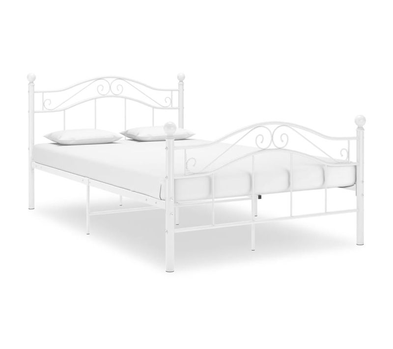 Cadre De Lit Sans Matelas Blanc Métal 120x200 Cm