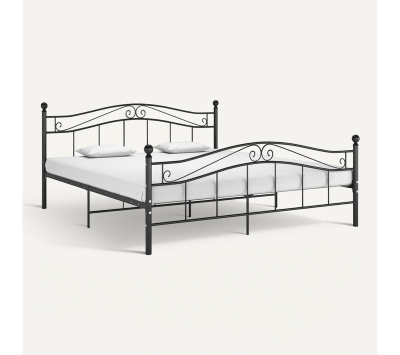 Cadre De Lit Sans Matelas Noir Métal 160x200 Cm