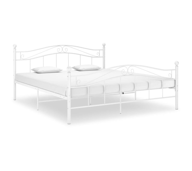 Cadre De Lit Sans Matelas Blanc Métal 160x200 Cm