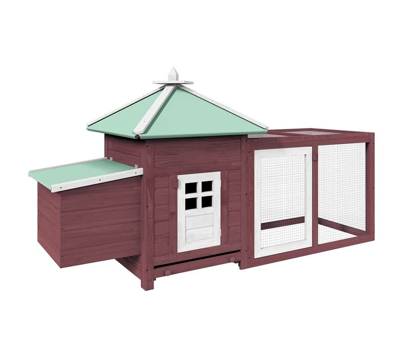 Poulailler Avec Boîte À Nids Et Fil Galvanisé Moka 190x72x102 Cm Bois De Sapin Solide