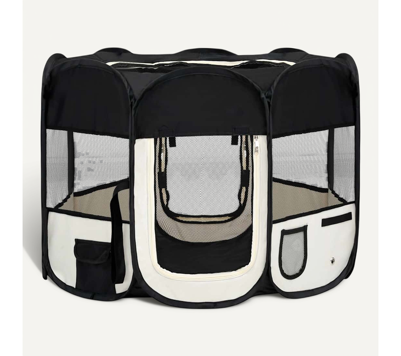 Parc Pour Chiens Pliable Avec Sac De Transport Noir 90x90x58 Cm