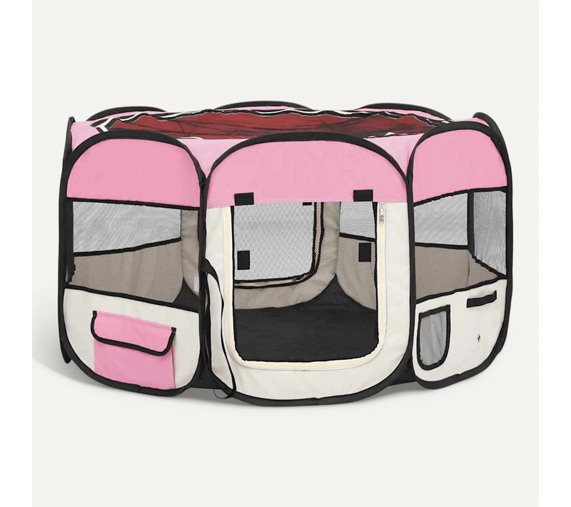 Parc Pliable Pour Chien Avec Sac De Transport Rose 110x110x58cm