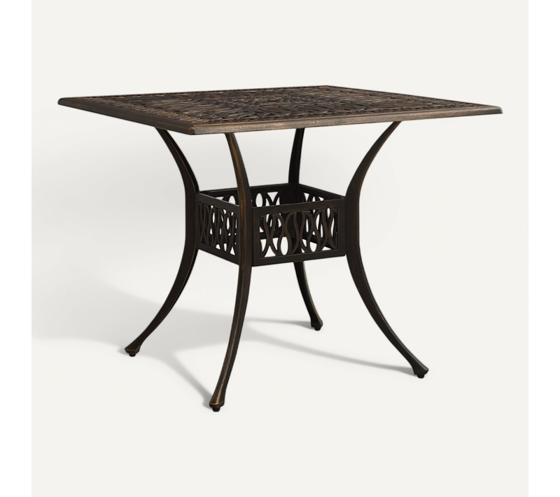 Table De Jardin Bronze 90x90x73 Cm Aluminium Coulé