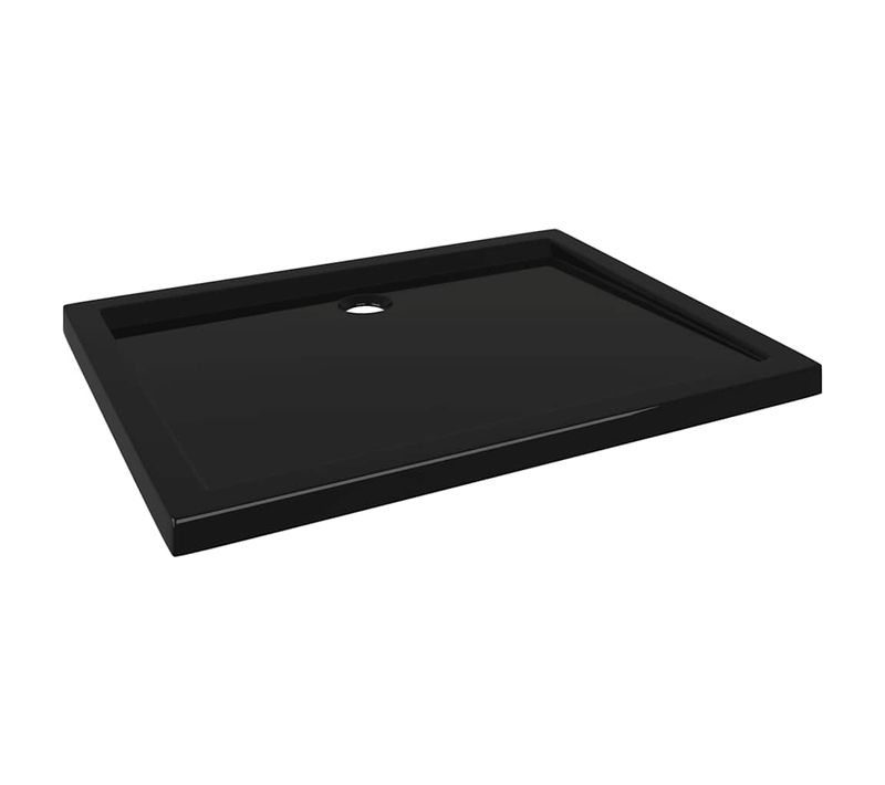 Bac De Douche Rectangulaire Abs Avec Seuil Bas Et Finition Haut Brillant Noir 80x100 Cm