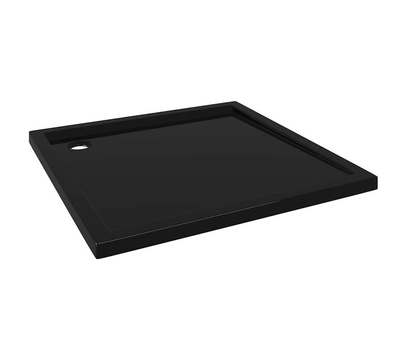 Bac De Douche Carré Abs Avec Seuil Bas Et Surface Antidérapante Noir 90x90 Cm