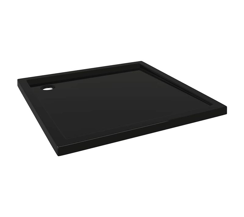 Bac De Douche Carré Abs Avec Seuil Bas Et Surface Antidérapante Noir 80x80 Cm