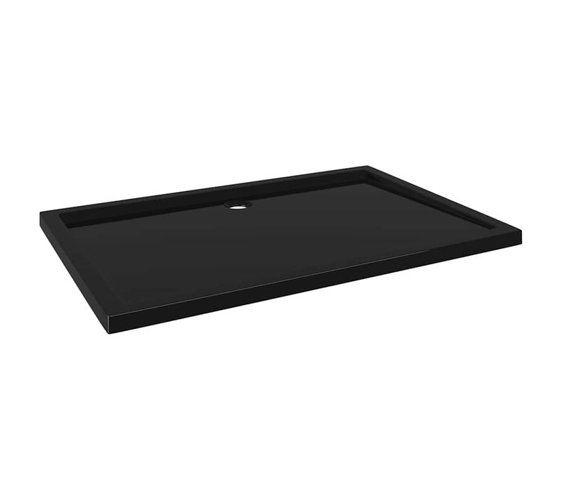 Bac De Douche Rectangulaire Abs Avec Seuil Bas Et Finition Haut Brillant Noir 80x120 Cm