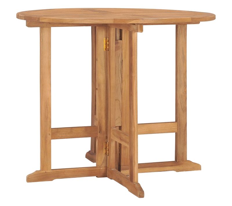 Table à Manger De Jardin Pliable Ø90x75 Cm Bois De Teck Solide Meuble De Terrasse Extérieur