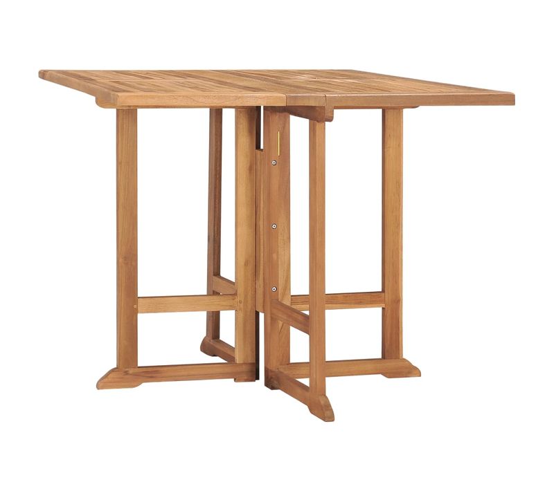 Table à Manger De Jardin Pliable 90x90x75 Cm Bois De Teck Solide Meuble De Terrasse Extérieur