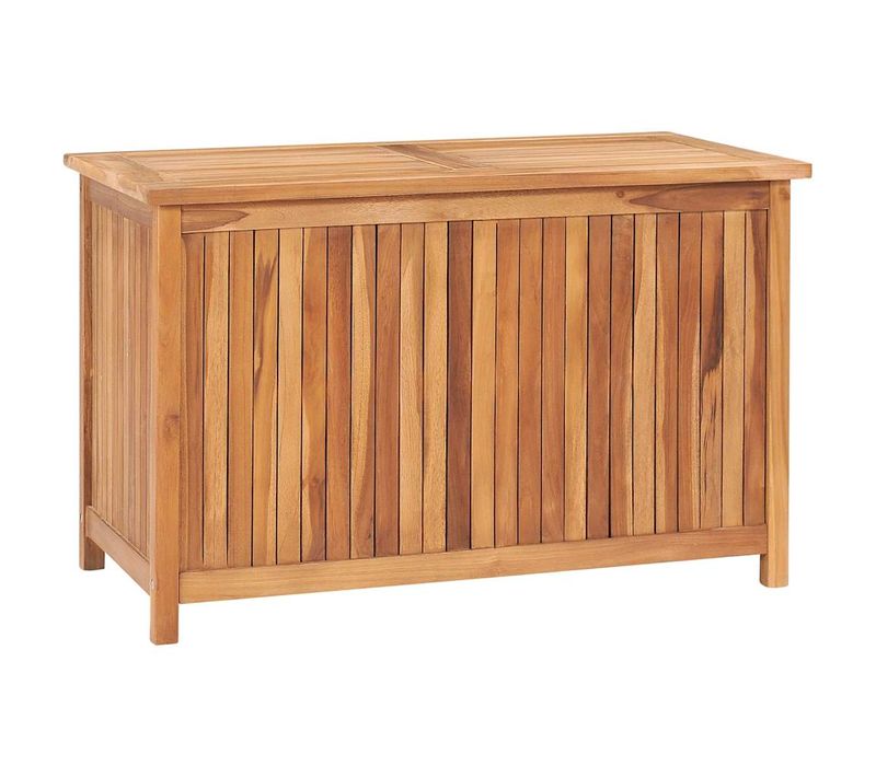 Boîte De Rangement De Jardin 90x50x58 Cm Bois De Teck Solide Patio Terrasse Extérieur