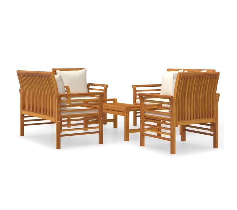 Salon De Jardin Avec Coussins 5 Pièces Bois D'acacia Solide Durable