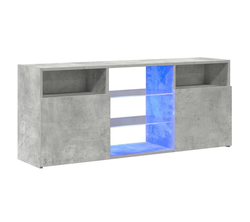 Meuble TV Avec Lumières LED Gris Béton 120x30x50 Cm