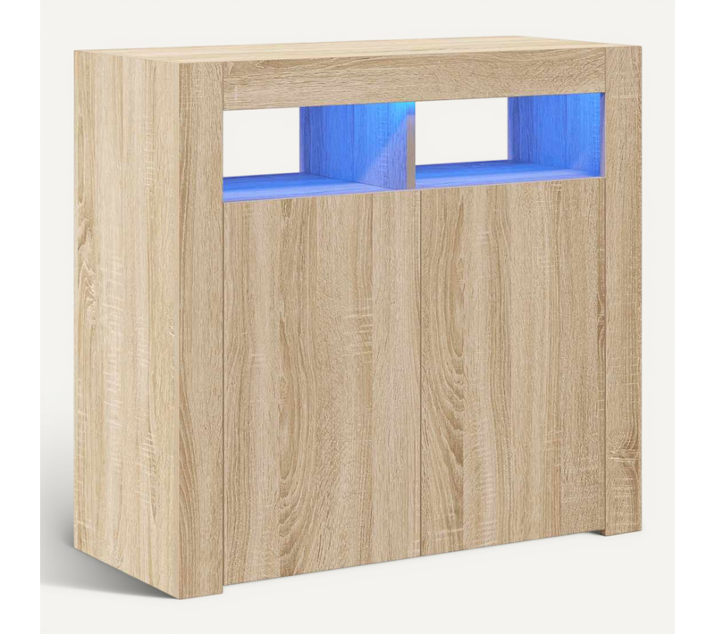 Buffet Avec Lumières LED Chêne Sonoma 80x35x75 Cm