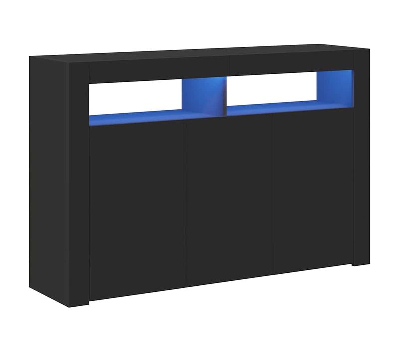 Vidaxl Buffet Avec Lumières LED Noir 115,5x30x75 Cm Placard Armoire Meuble De Rangement Intérieur